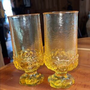 Vintage Tiffin Franciscan Midera Cabaret  Vintage Corn Silk Yellow 7 Oz Glasses